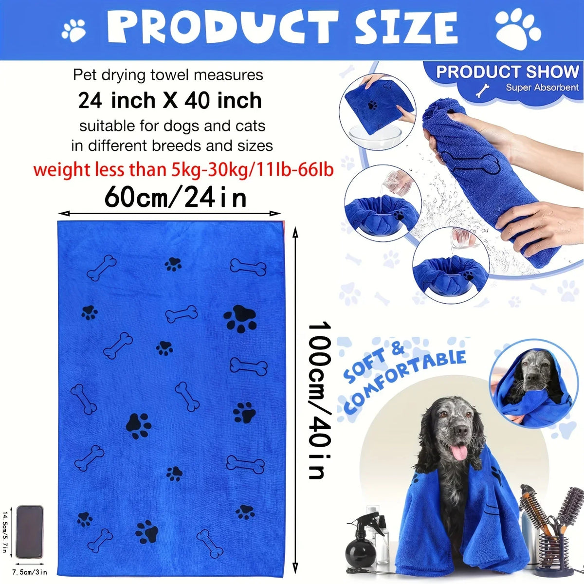 Quick-Dry Microfiber Pet Towel – Soft & Absorbent